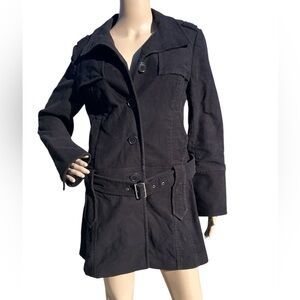 Ted Baker Ted’s Voyage Black Cotton Belted Full Button Pockets Women Size 3 EUC!